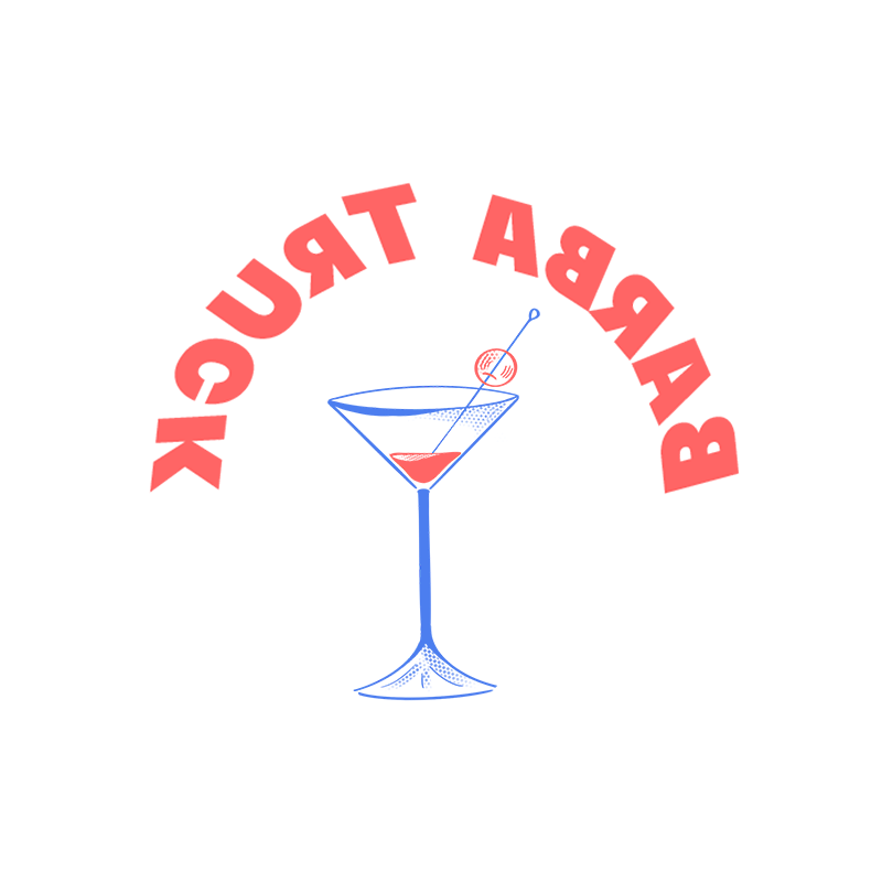 Autre version du logo représentant un cocktail vide et avec la typographie à l’envers qui a été utilisée à la fin du dossier de présentation du projet.